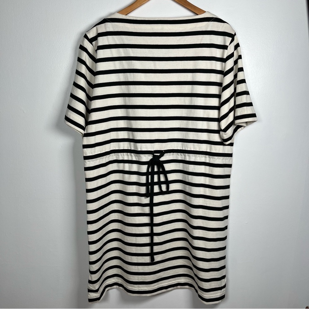 J.Crew Tie-back Short Sleeve T Shirt mini dress in stripe Ivory Size XL - Picture 4 of 11